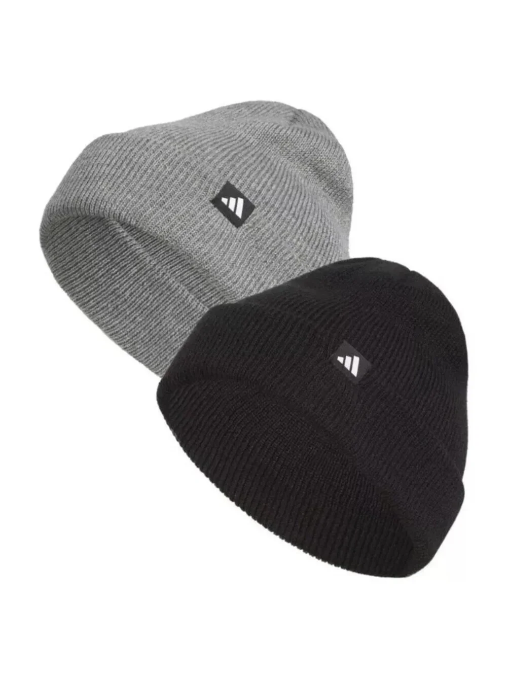 NWT Adidas 2 Pack Performance Fold Beanie Double Layer For Warmth Gray & Black